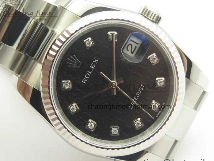 0104 Breathable DateJust 36 SS 116200 Fluted Bezel DJF Best Edition Black Com Diam Dial on SS 904L Oyster Bracelet A 3367